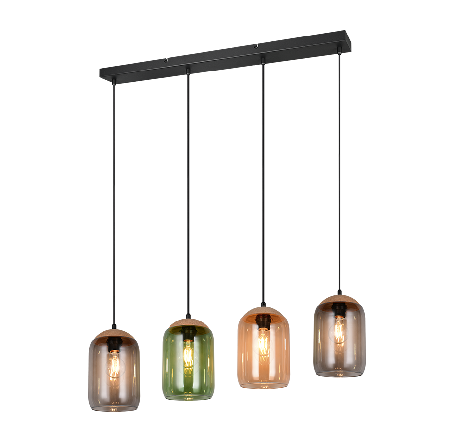 Rippuv valgusti 4 tk E27 mitmevärviline