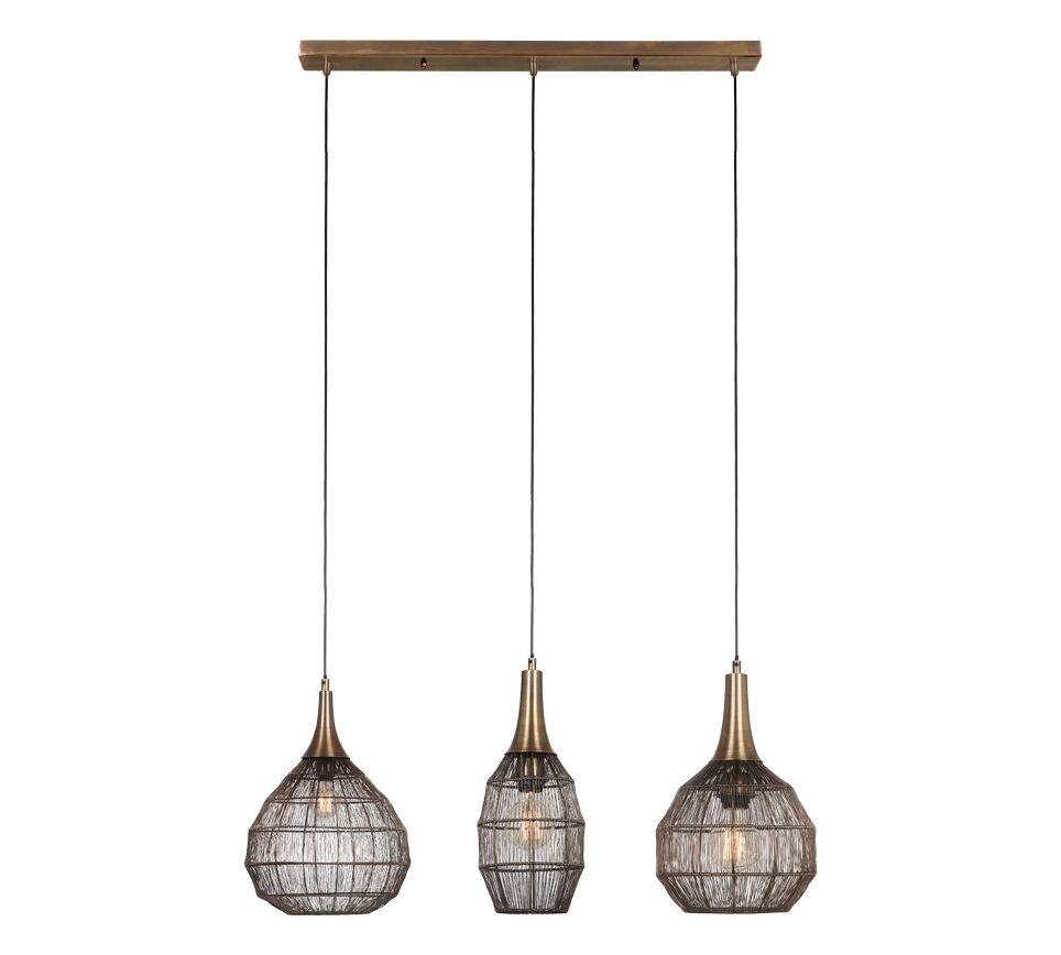 Rippuv valgusti 3-os E27 matt must/antiikmessing - Image 2