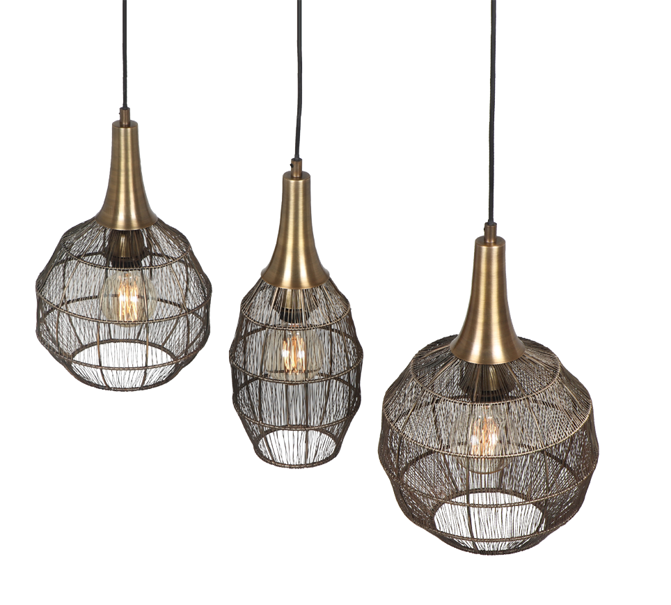 Rippuv valgusti 3-os E27 matt must/antiikmessing - Image 3