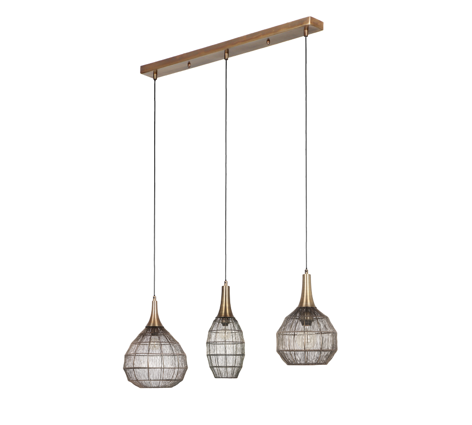 Rippuv valgusti 3-os E27 matt must/antiikmessing - Image 4