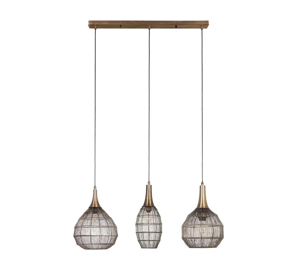 Rippuv valgusti 3-os E27 matt must/antiikmessing - Image 5