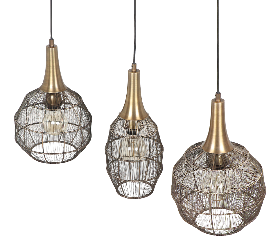 Rippuv valgusti 3-os E27 matt must/antiikmessing - Image 6