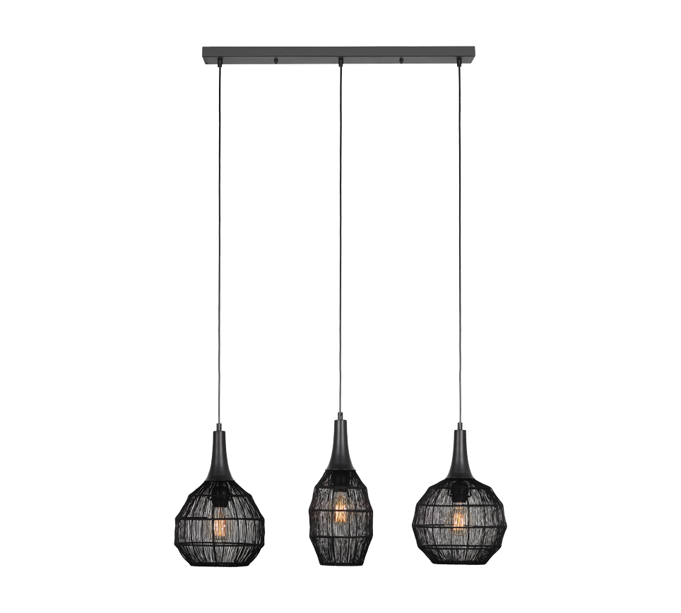 Rippuv valgusti 3-os E27 matt must - Image 3