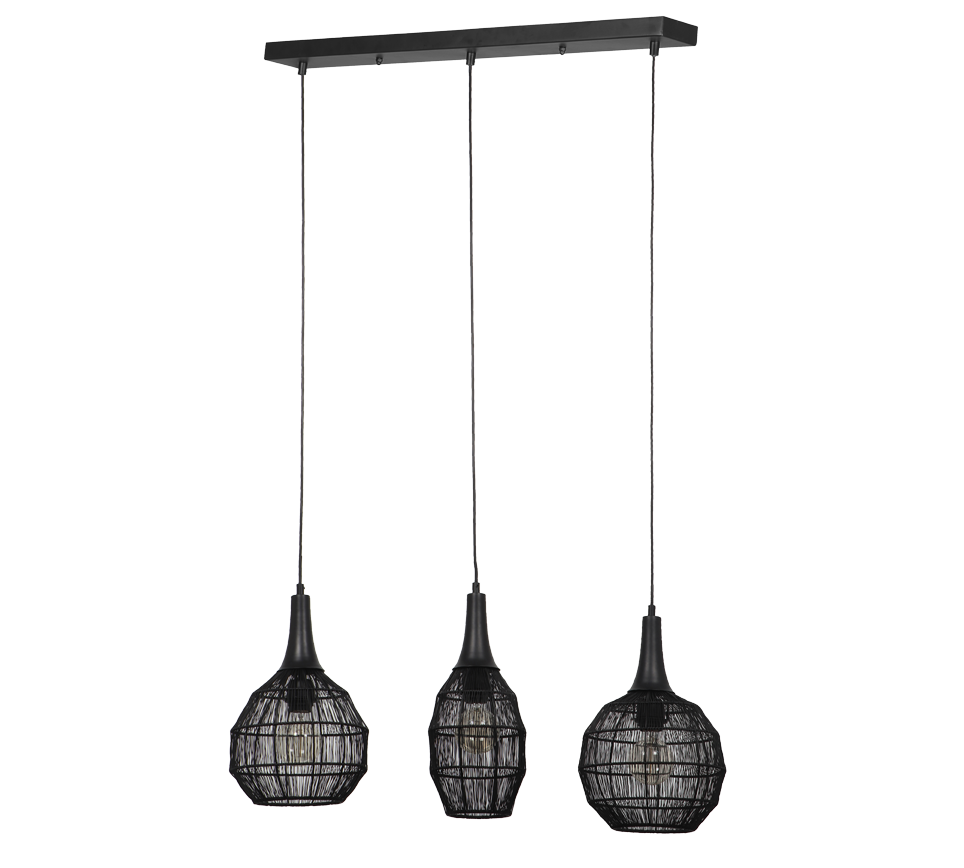 Rippuv valgusti 3-os E27 matt must - Image 5