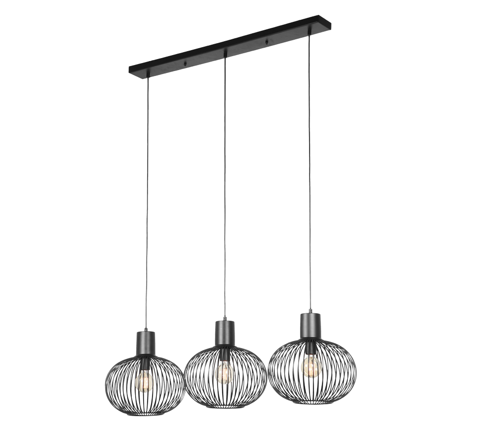 Rippuv valgusti 3 tk E27 must matte