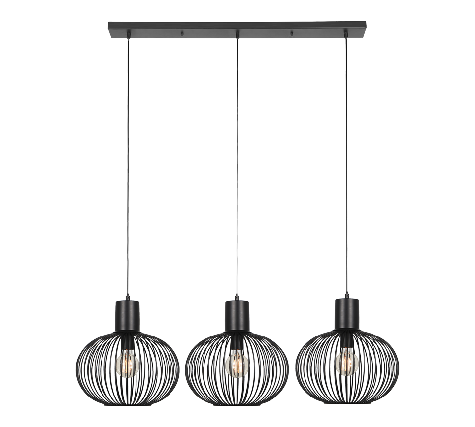 Rippuv valgusti 3 tk E27 must matte - Image 2