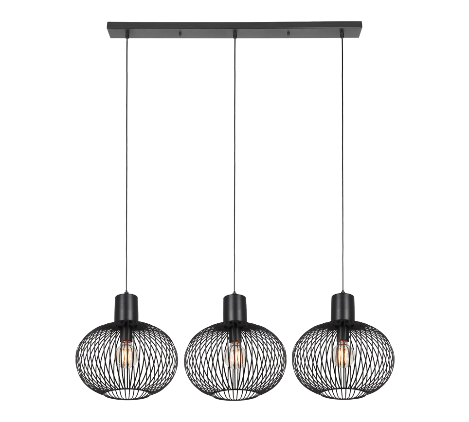 Rippuv valgusti 3 tk E27 must matte - Image 3