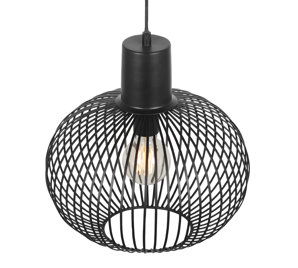 Rippuv valgusti 33 cm E27 must matte