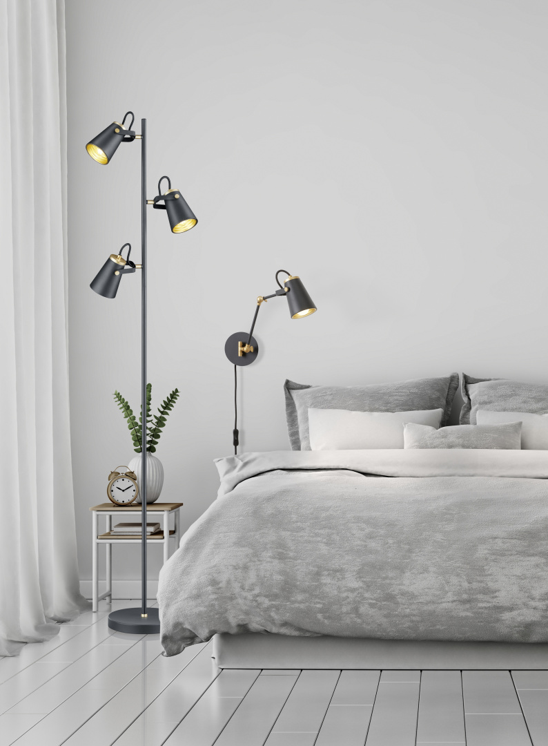 Edward põrandavalgusti 3xE14 matt must/kuld - Image 2