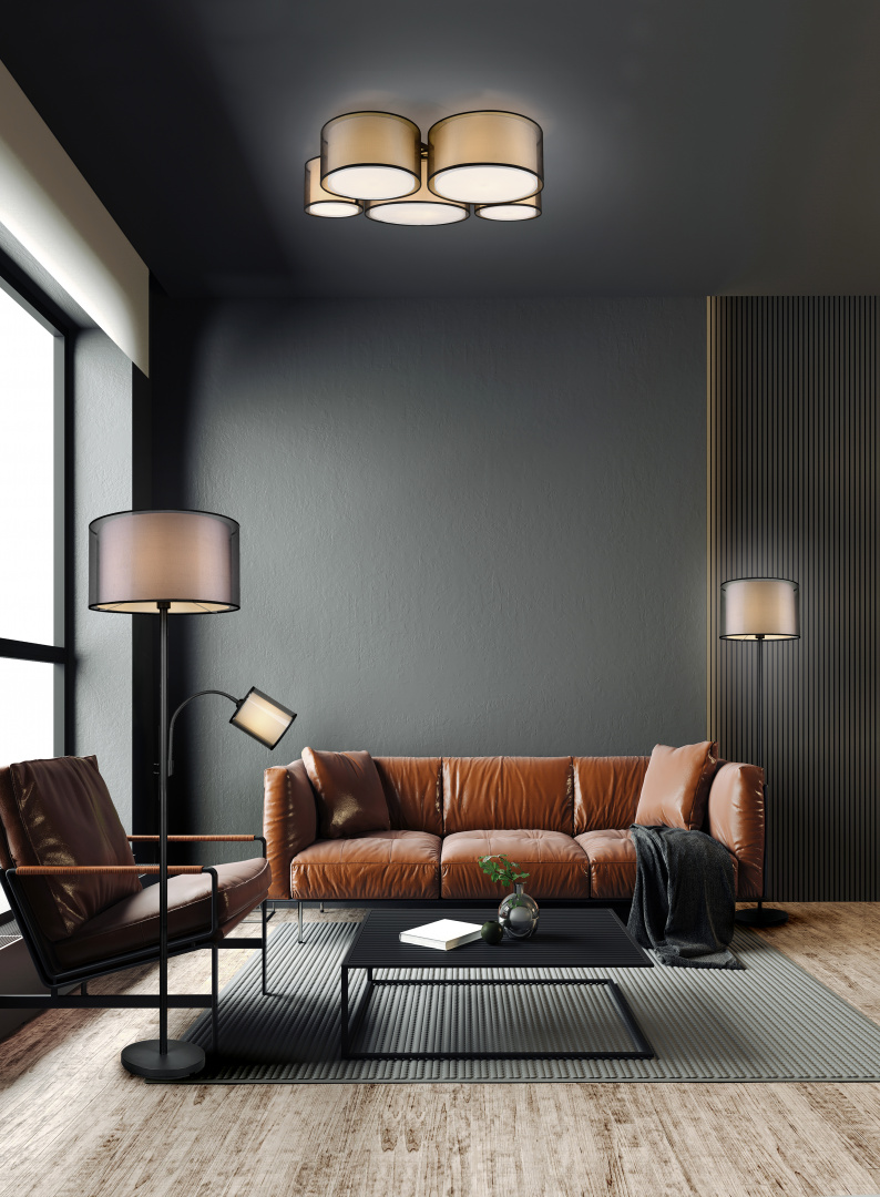 Burton põrandavalgusti lugemisvalgusega E27+E14 must matte - Image 2