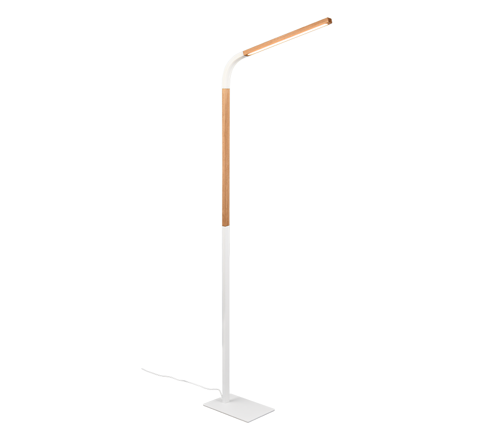 Norris LED põrandavalgusti matt valge/puit