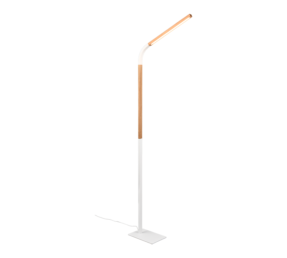 Norris LED põrandavalgusti matt valge/puit - Image 3