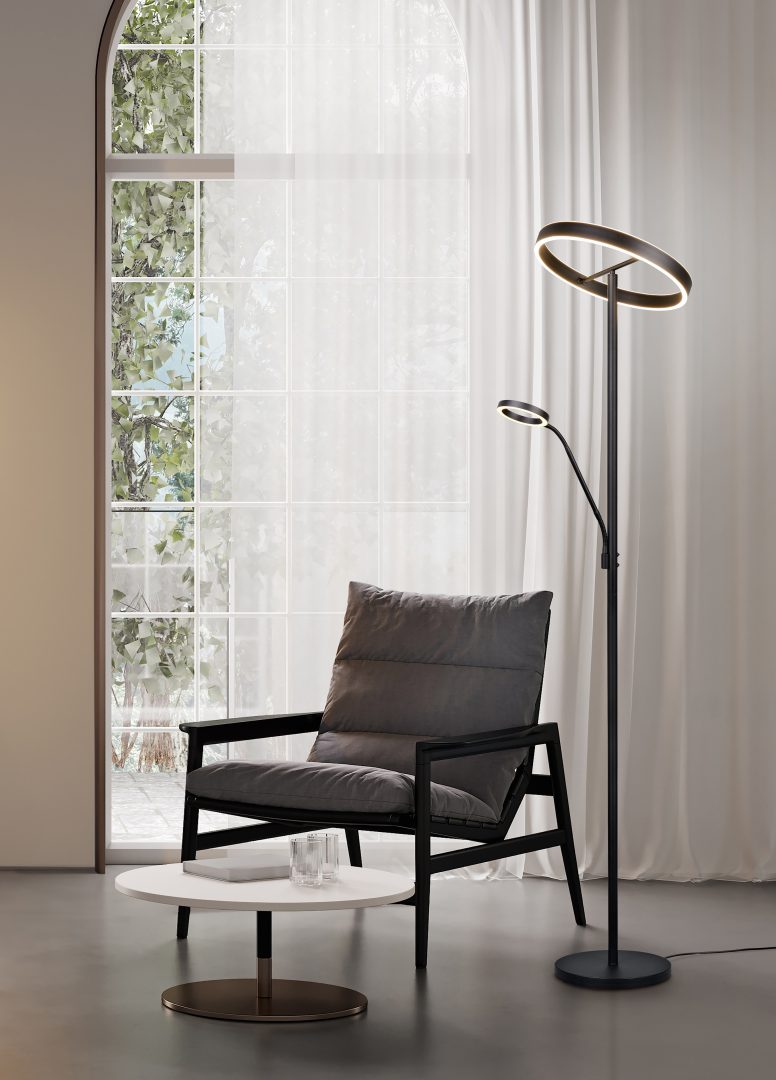 Willis LED põrandavalgusti lugemisvalgusega must - Image 2