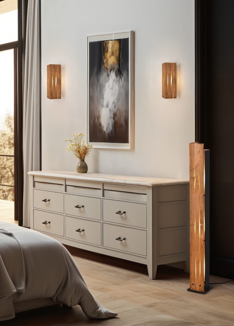 Karuni põrandavalgusti 3xE27 matt must/puit - Image 2