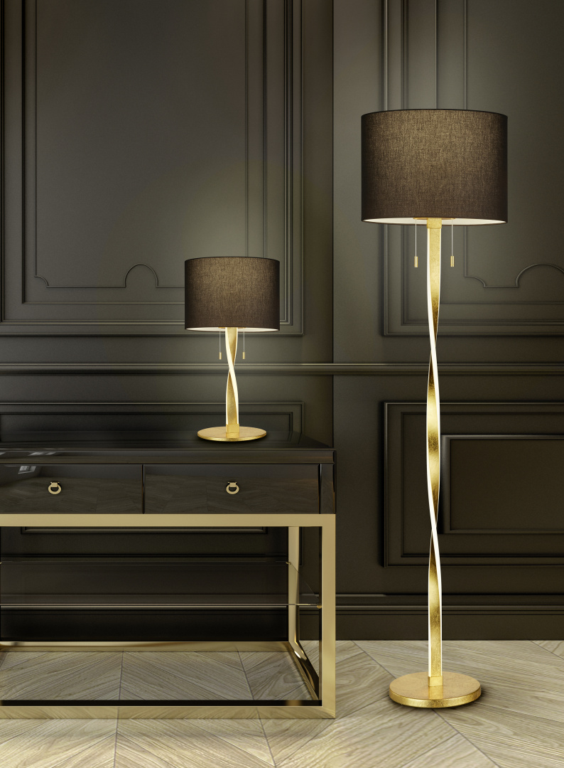 Nandor põrandavalgusti E27 + LED must/kuld - Image 2