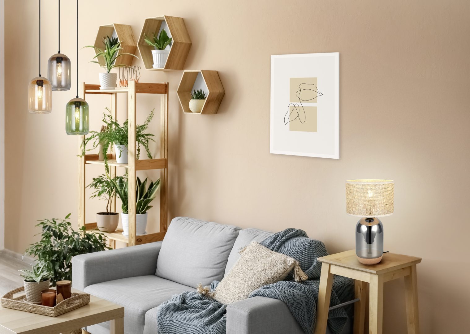 Tara lauavalgusti 43 cm E27 beež/hõbedane - Image 2