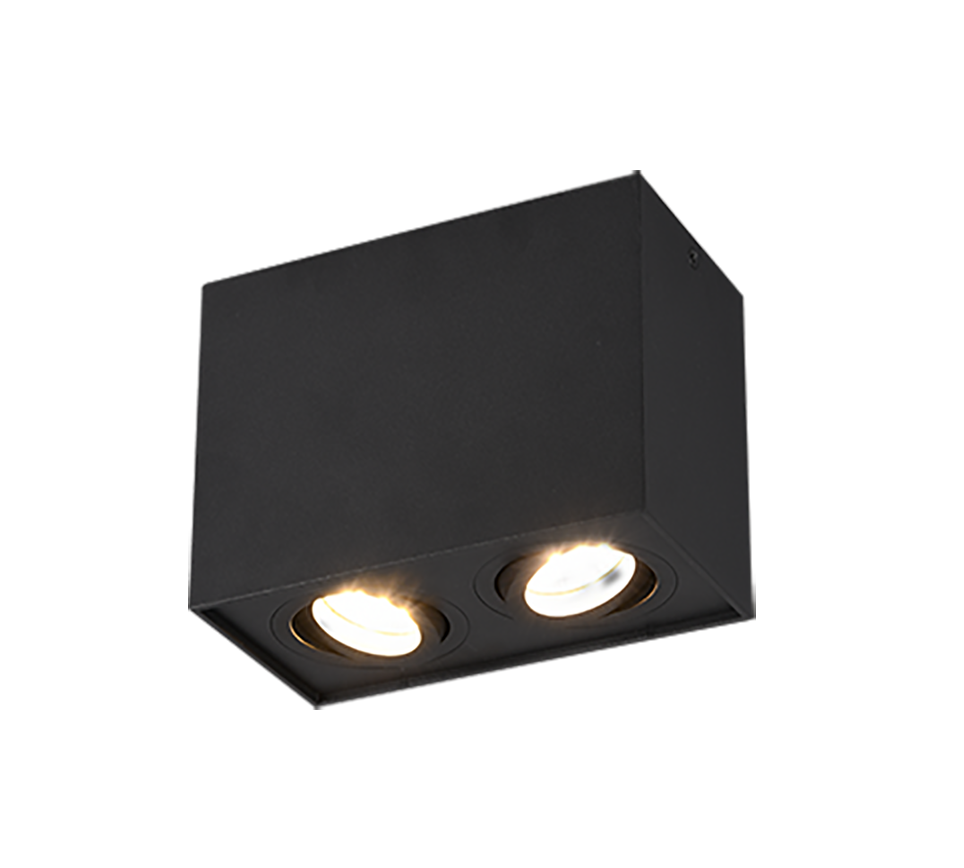 Küpsise laevalgusti 2 tk GU10 must matte