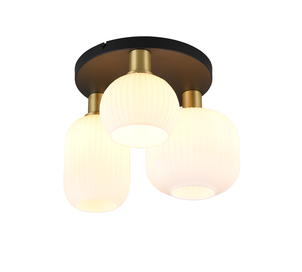 Laevalgusti 3-osaline E27 matt messing/valge