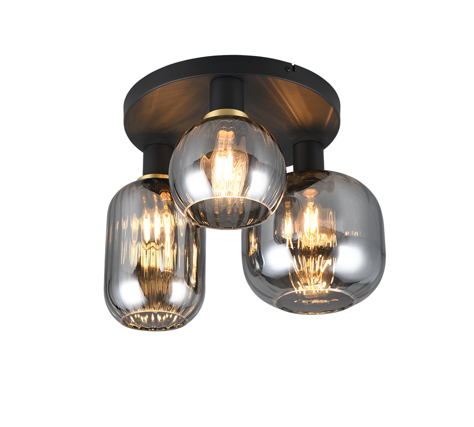 Laevalgusti 3-osaline E27 matt must/hõbedane