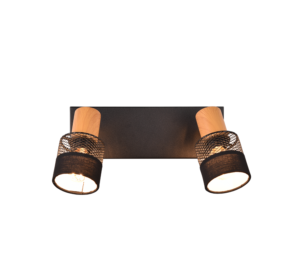 Kohtvalgusti 2 tk E14 matt must/puit - Image 2