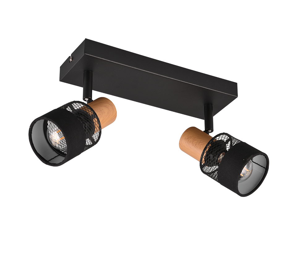 Kohtvalgusti 2 tk E14 matt must/puit - Image 3