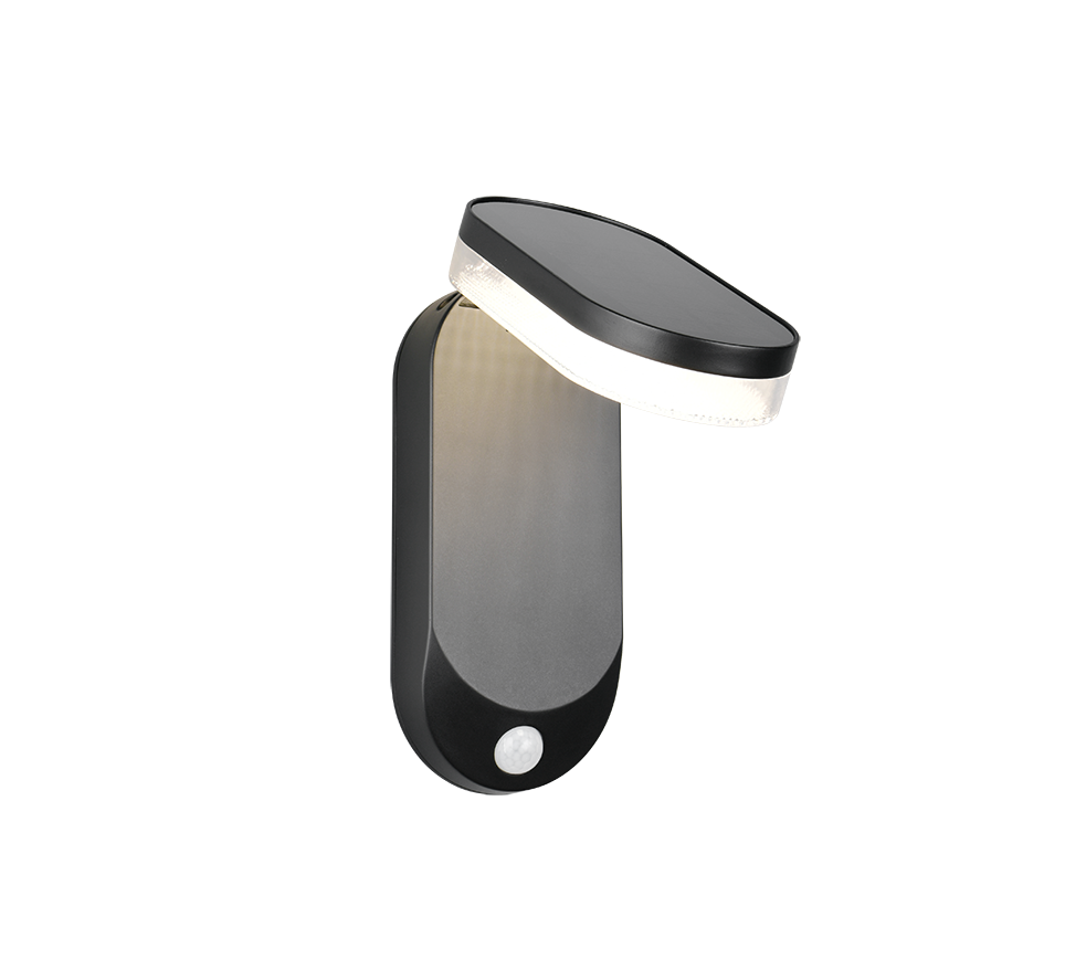 Hübriidne päikeseenergia LED seinavalgusti must laaditav liikumis- ja hämarusandur 4000K - Image 7