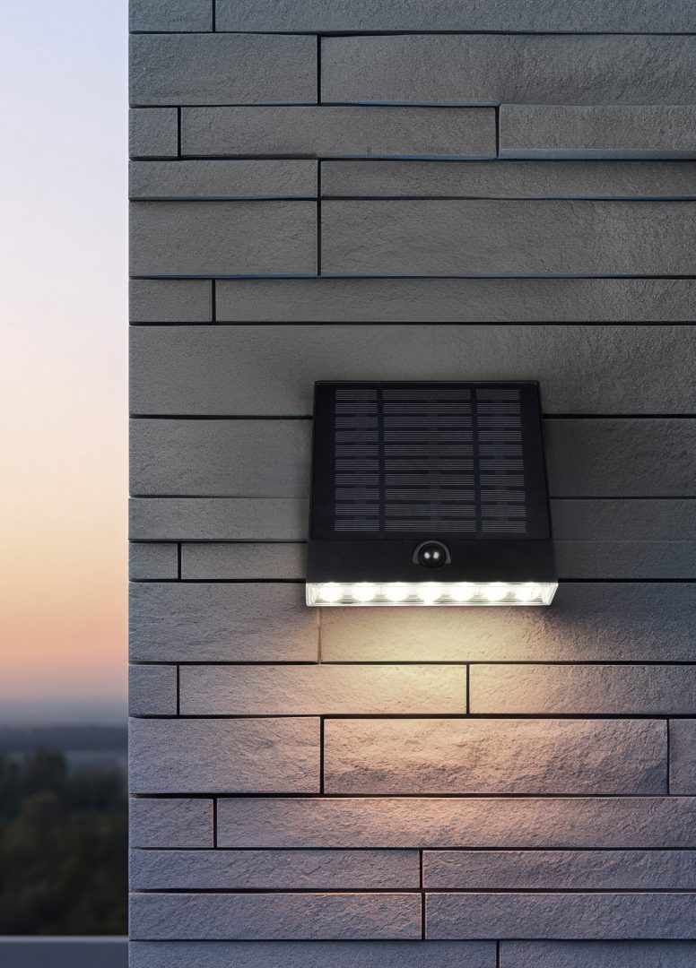 Hübriidne päikese LED seinavalgusti must laaditav liikumis- ja hämarusandur 4000K - Image 2
