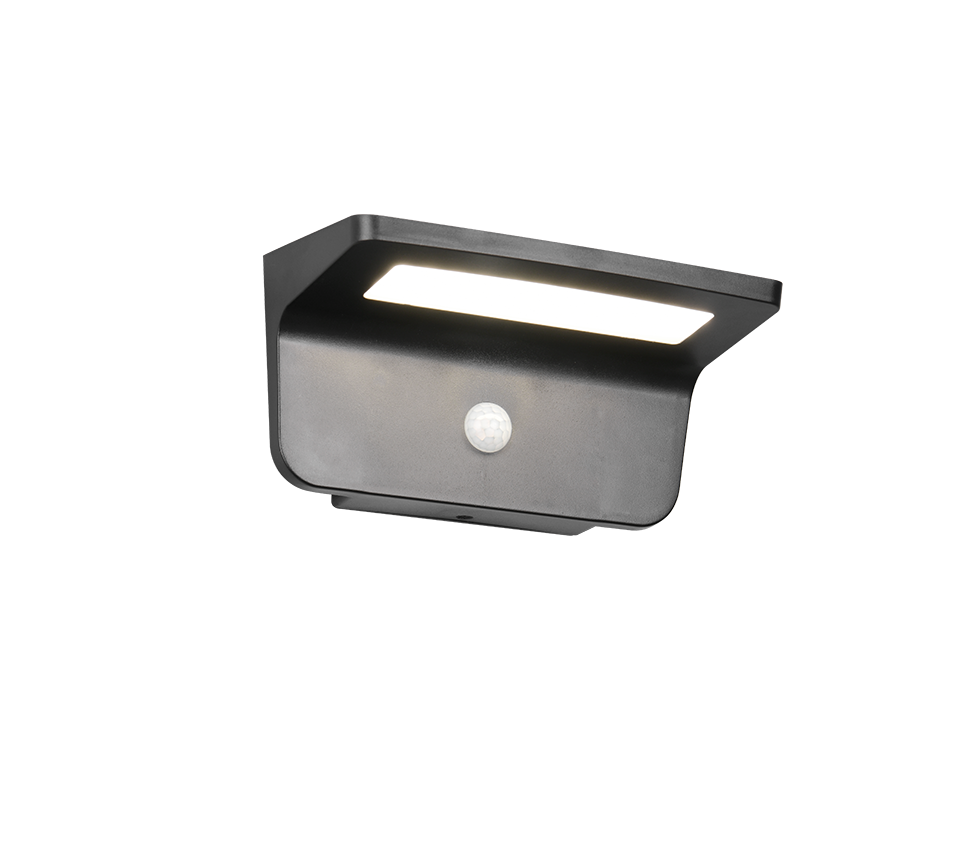 Seinavalgusti hübriidne päikesepaneel LED must laaditav liikumis- ja hämarusandur 4000K