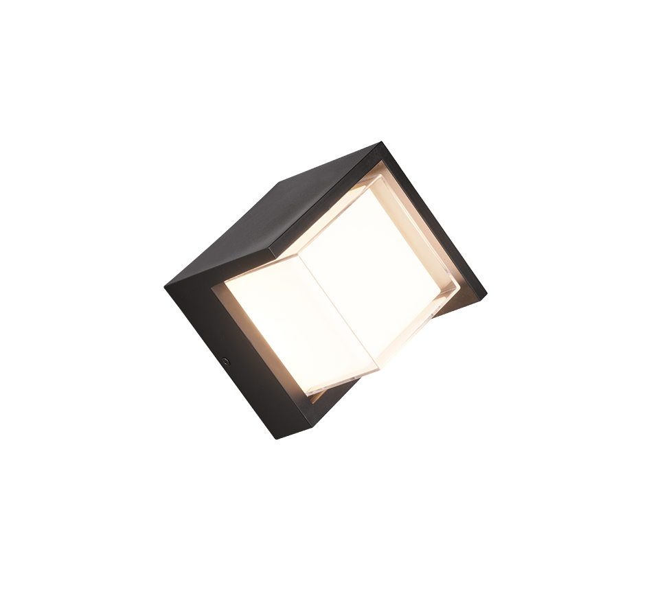 Seinavalgusti Puno LED ruudukujuline must matte