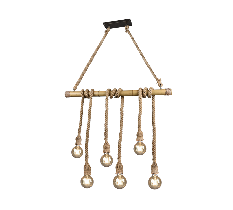 Rippuv valgusti 6xE27 pruun/bambus