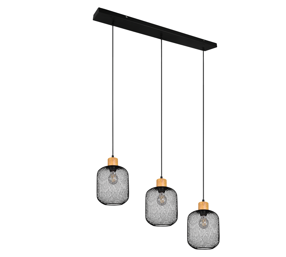 Rippuv valgusti 3 tk E27 must matte - Image 3