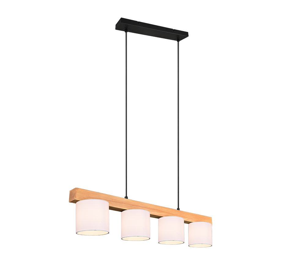 Rippuv valgusti 4-osaline E14 valge/puit