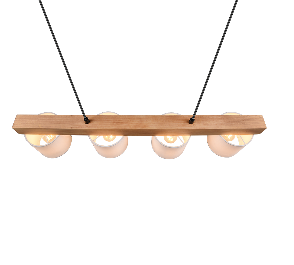 Rippuv valgusti 4-osaline E14 valge/puit - Image 4