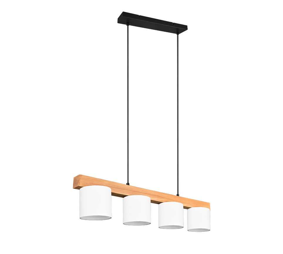 Rippuv valgusti 4-osaline E14 valge/puit - Image 6