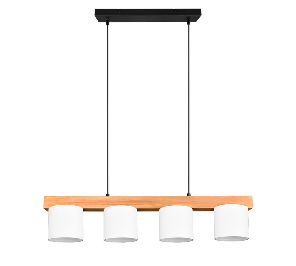 Rippuv valgusti 4-osaline E14 valge/puit - Image 7