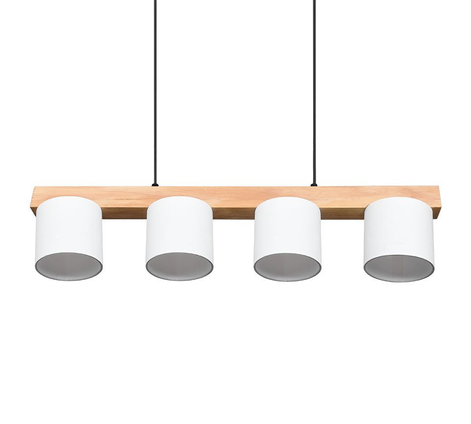 Rippuv valgusti 4-osaline E14 valge/puit - Image 8