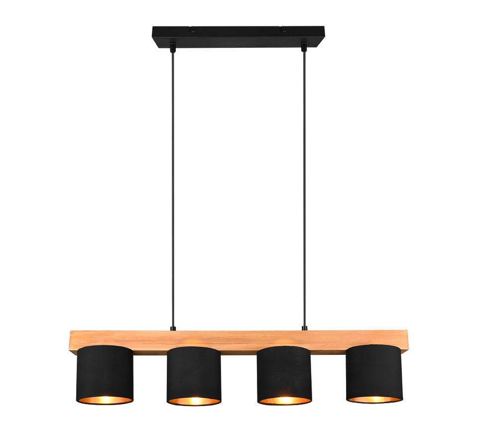 Rippuv valgusti 4-osaline E14 must/puit - Image 3