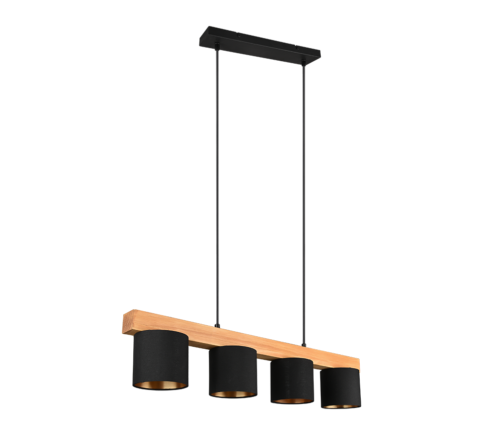 Rippuv valgusti 4-osaline E14 must/puit - Image 6