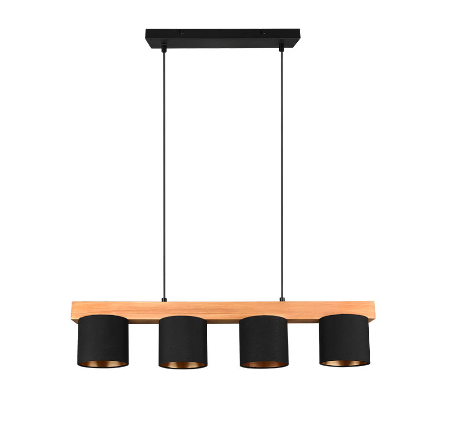 Rippuv valgusti 4-osaline E14 must/puit - Image 7