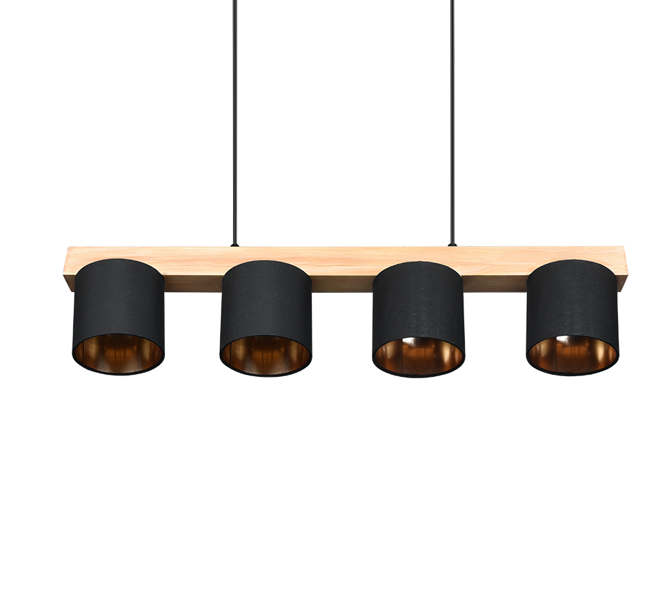 Rippuv valgusti 4-osaline E14 must/puit - Image 9