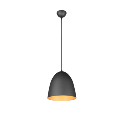 Rippuv valgusti 25 cm E27 matt must/kuld