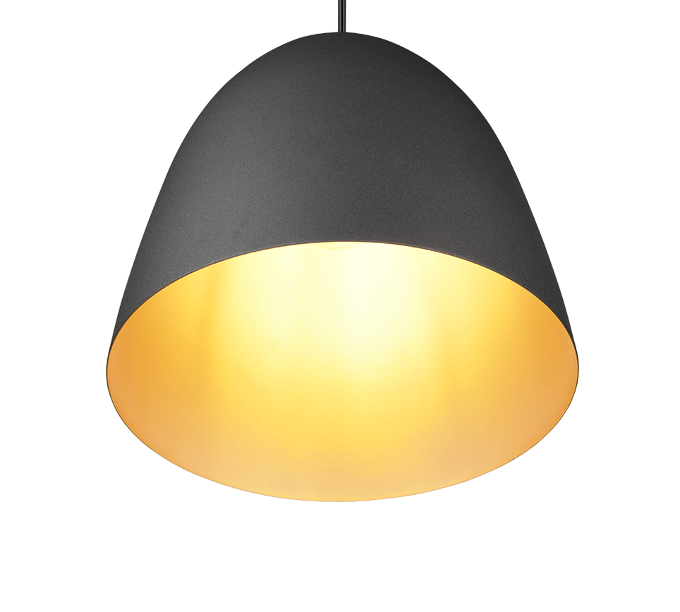 Rippuv valgusti 25 cm E27 matt must/kuld - Image 2