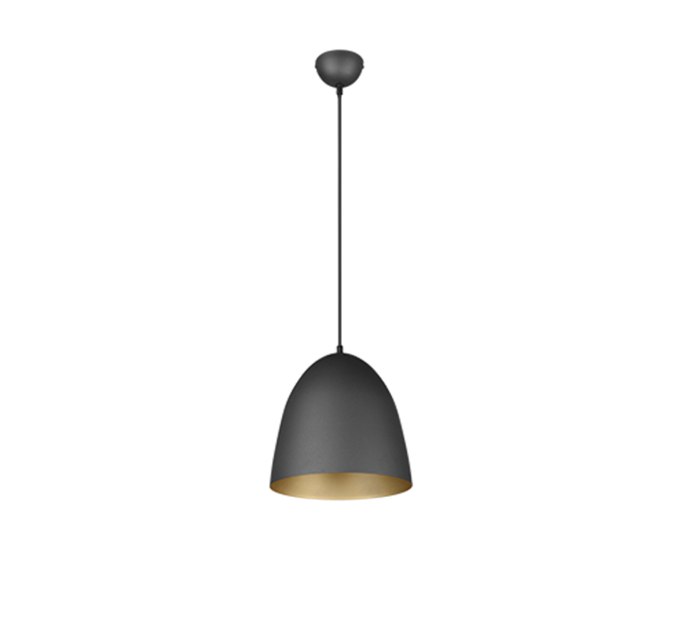 Rippuv valgusti 25 cm E27 matt must/kuld - Image 4