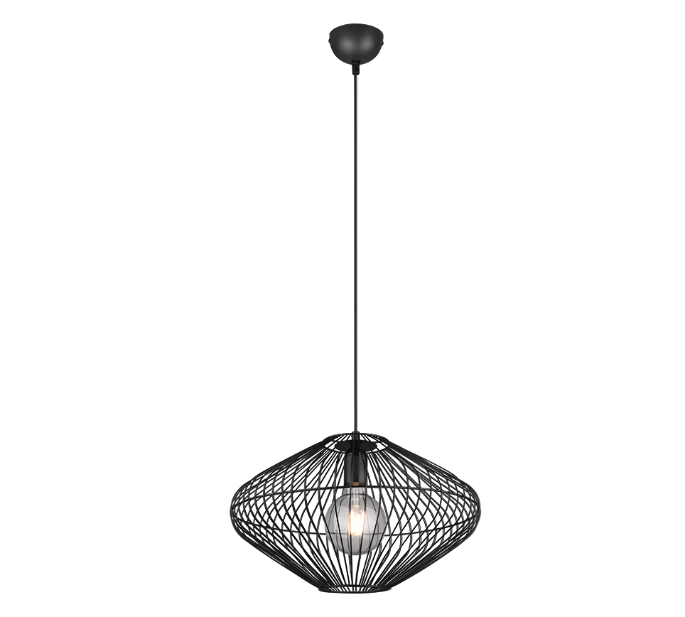 Rippuv valgusti E27 must matt