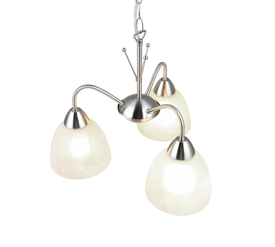 Rippuv valgusti 3 tk E27 hõbedane teras/alabaster - Image 2