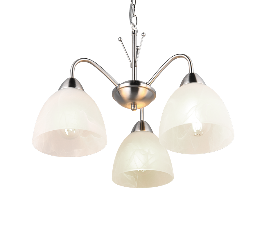 Rippuv valgusti 3 tk E27 hõbedane teras/alabaster - Image 3