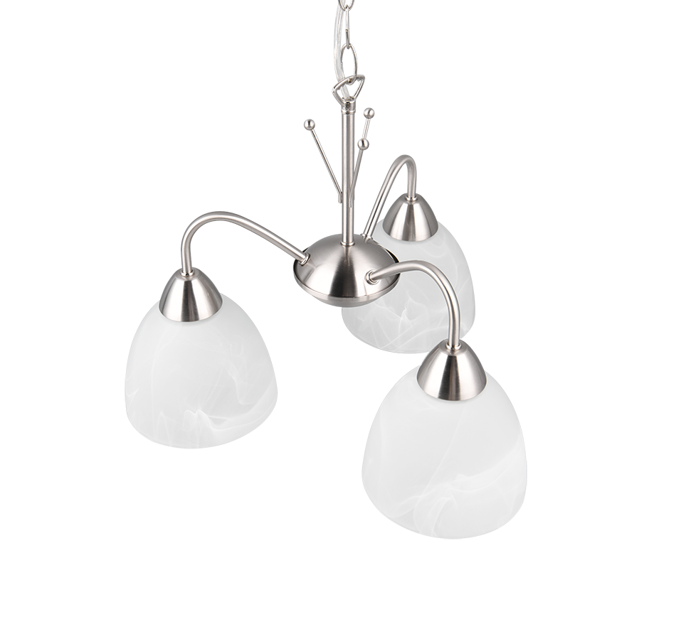 Rippuv valgusti 3 tk E27 hõbedane teras/alabaster - Image 5