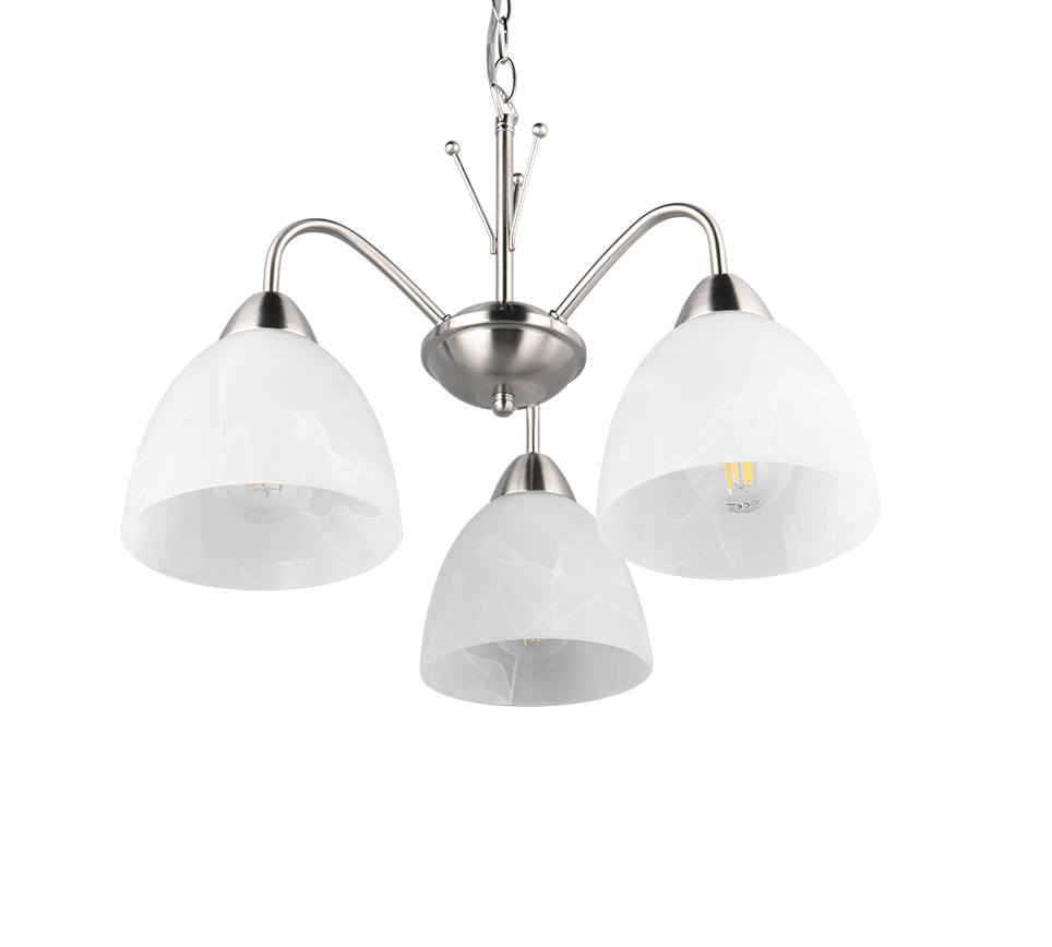 Rippuv valgusti 3 tk E27 hõbedane teras/alabaster - Image 6