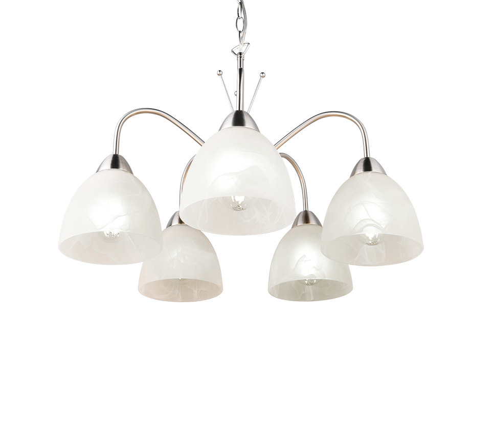 Rippuv valgusti 5 tk E27 hõbedane teras/alabaster - Image 3