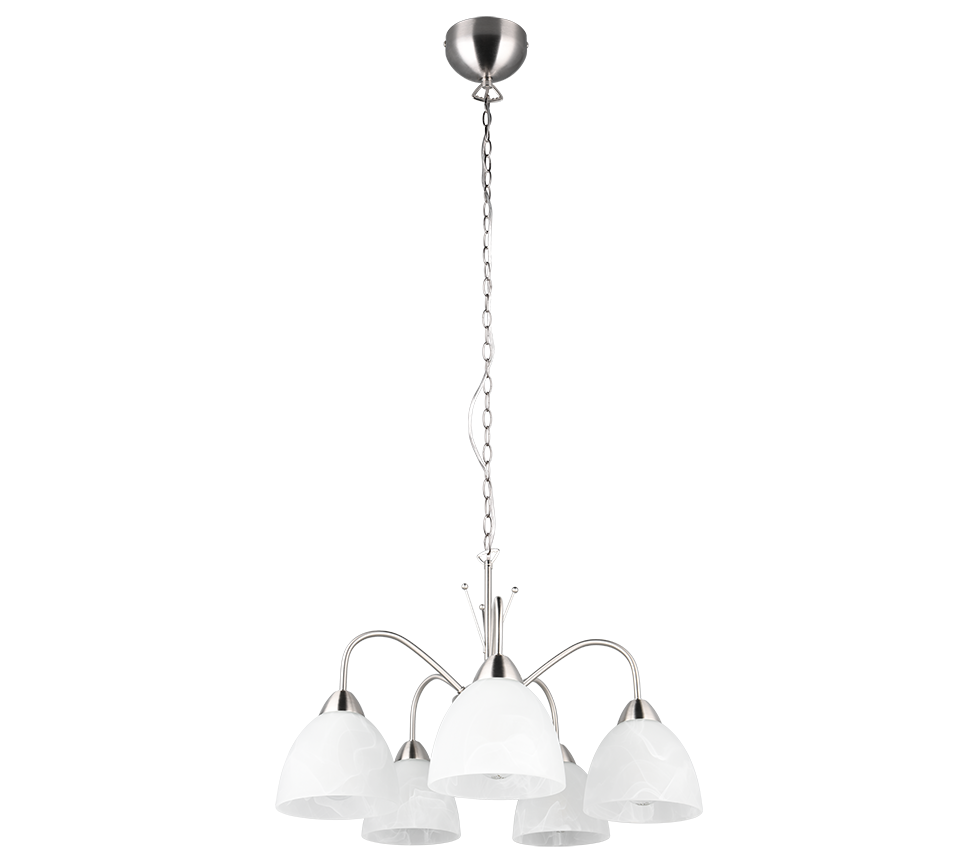 Rippuv valgusti 5 tk E27 hõbedane teras/alabaster - Image 4